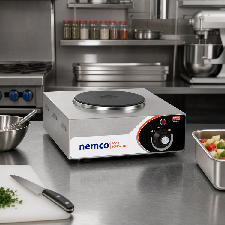 Product image #2 for Nemco 6310-1 Countertop Single Burner Electric Hotplate, 12 Inch Wide, Brushed Stainless Steel