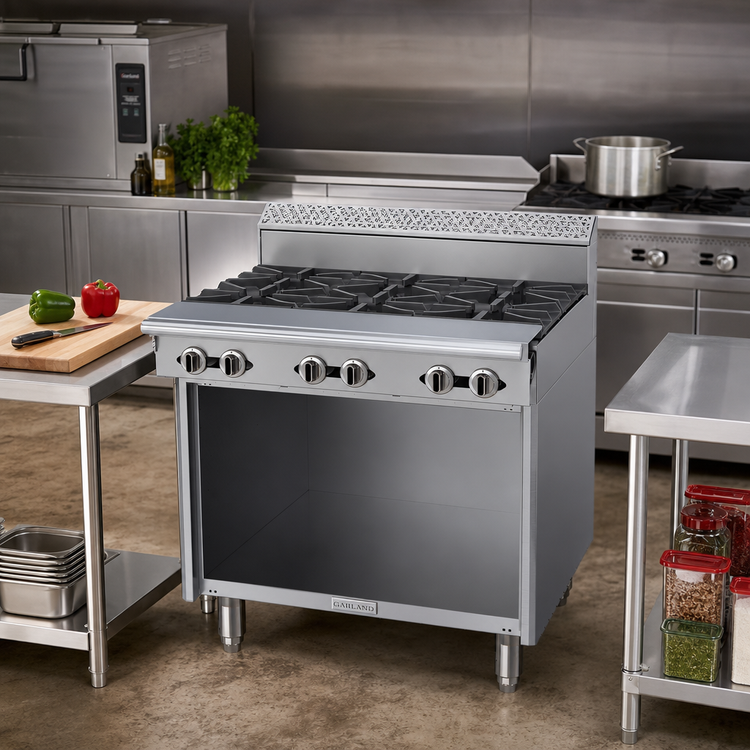 Product image #2 for Garland Cuisine 36-Inch Heavy Duty Gas Open Burner Range with Storage Base, 6 Burners