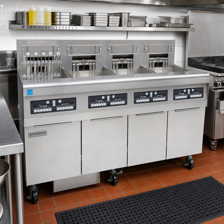 Product image #2 for Frymaster RE High Efficiency 4-Tank Electric Fryer Battery with Built-In Filtration, 4 x 50 lb, 4 x 14 kW
