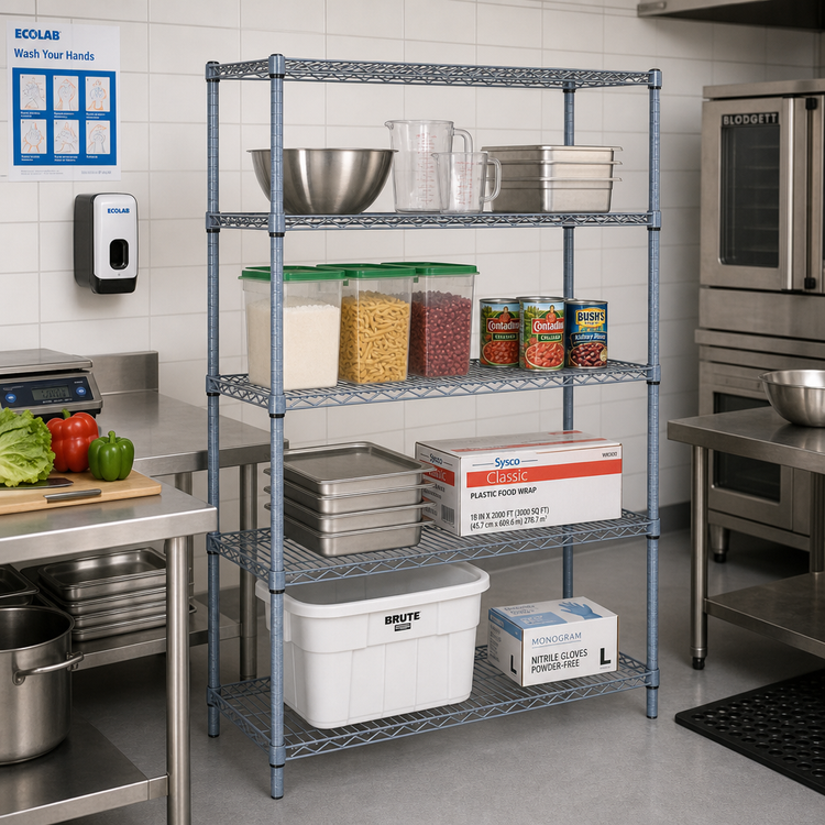 Product image #2 for Quantum 72"W x 30"D x 63"H Gray Epoxy Antimicrobial Wire Shelving Starter Kit