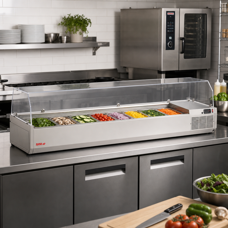 Product image #3 for Turbo Air E-Line 72-Inch Countertop Refrigerated Salad Prep Table with Clear Hood