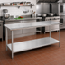 Thumbnail image #2 for Advance Tabco GLG-2410 120-Inch x 24-Inch Flat Top Stainless Steel Work Table with Galvanized Undershelf and Legs