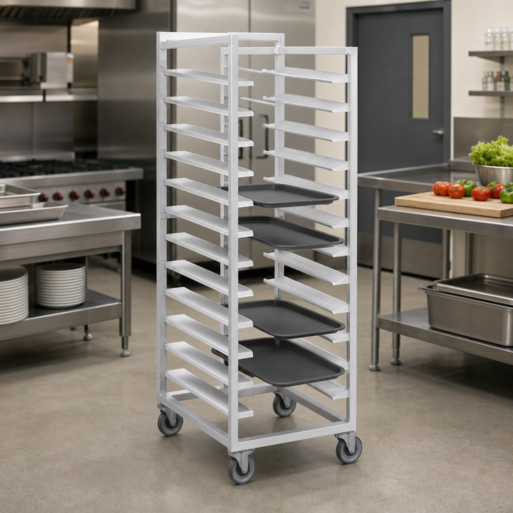 Product image #2 for Channel Manufacturing Trapezoidal Series Aluminum Cafeteria Tray Rack, Single-Section, End-Load, 36-Tray Capacity, 64-Inch Height