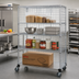Thumbnail image #2 for Quantum Mobile Wire Enclosed Cart with 3 Wire Shelves and 1 Solid Shelf, 48 x 24 x 69 Inches