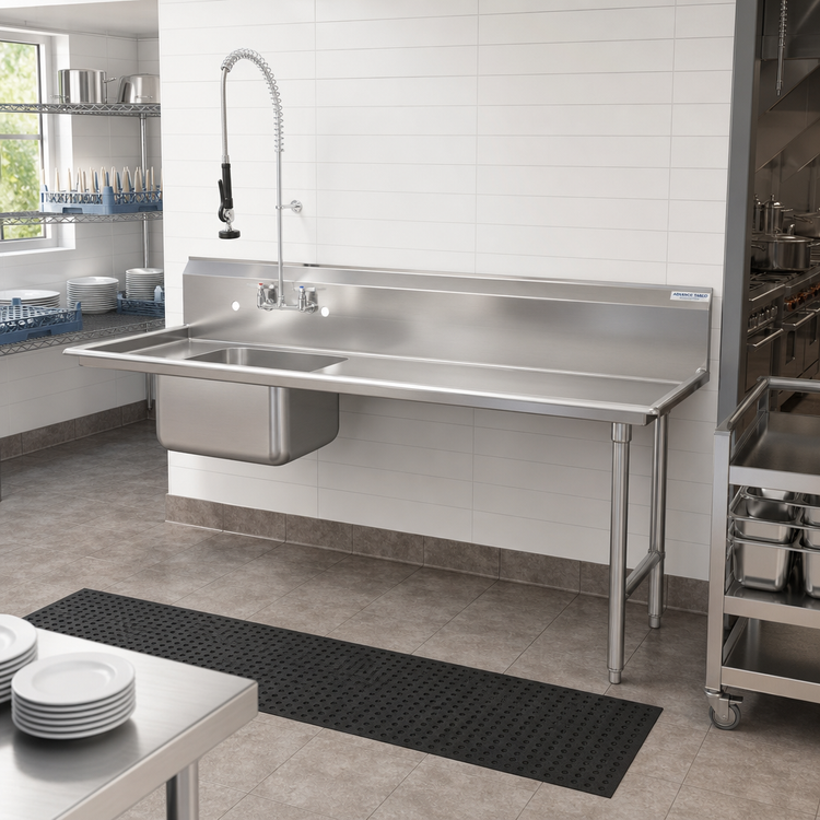 Product image #2 for Advance Tabco Spec-Line Straight Soil Dishtable with Pre-Rinse Sink, Right-to-Left, 119-Inch x 30-Inch