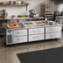 Thumbnail image #2 for Randell 120-Inch Three-Section Refrigerated Equipment Stand with 6 Drawers, Left-Side Compressor, 6-Inch Pan Capacity
