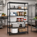 Thumbnail image #2 for Quantum 54-Inch W x 21-Inch D x 74-Inch H Wire Shelving Starter Kit with 5 Shelves, Black Epoxy Antimicrobial Finish