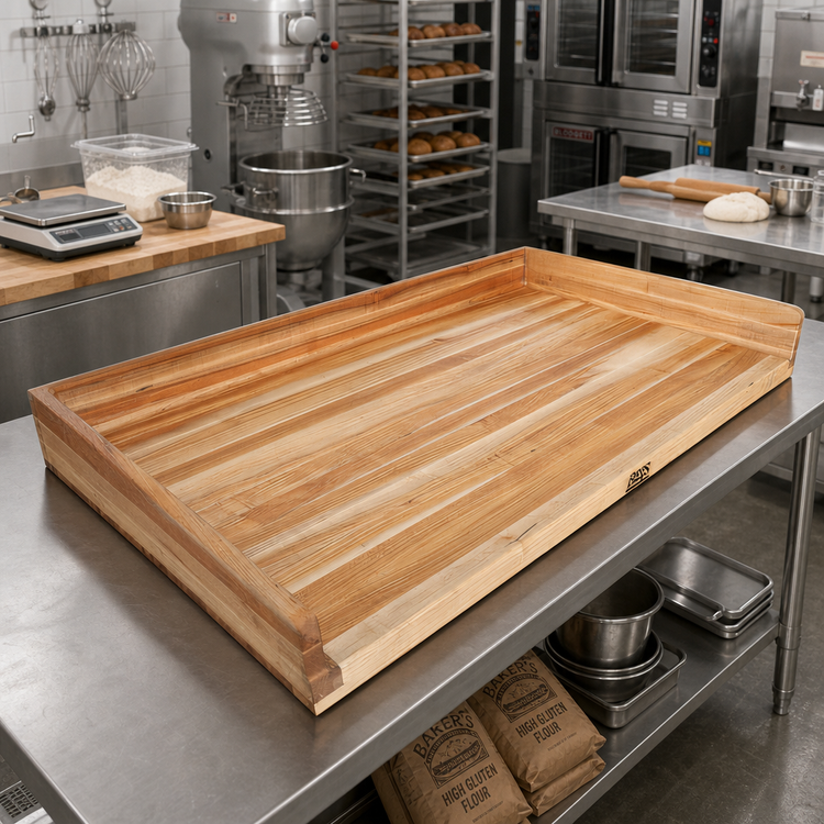 Product image #2 for BK Resources 96 Inch x 36 Inch Hard Maple Bakers Table Replacement Top with 4 Inch Coved Risers