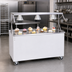 Thumbnail image #2 for Vollrath 2-Series Affordable Portable 60-Inch Mobile Utility Station with Solid Stainless Steel Top, Buffet Breath Guard Lights, and White Enclosed Base