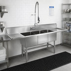 Thumbnail image #2 for John Boos 3B18244-2D24 3-Compartment Floor Sink with Left & Right Drainboards, 16-Gauge Stainless Steel, 105-1/4"W x 29-1/2"D