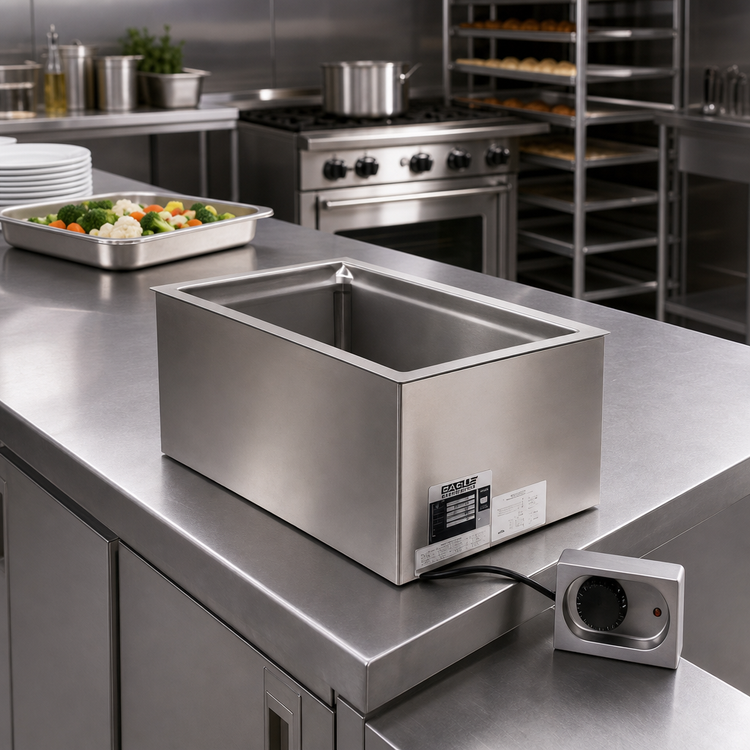Product image #2 for Eagle Group Built-In Electric Drop-In Hot Well Food Warmer with Drain, 12 x 20 Pan Opening, Wet/Dry, 240V