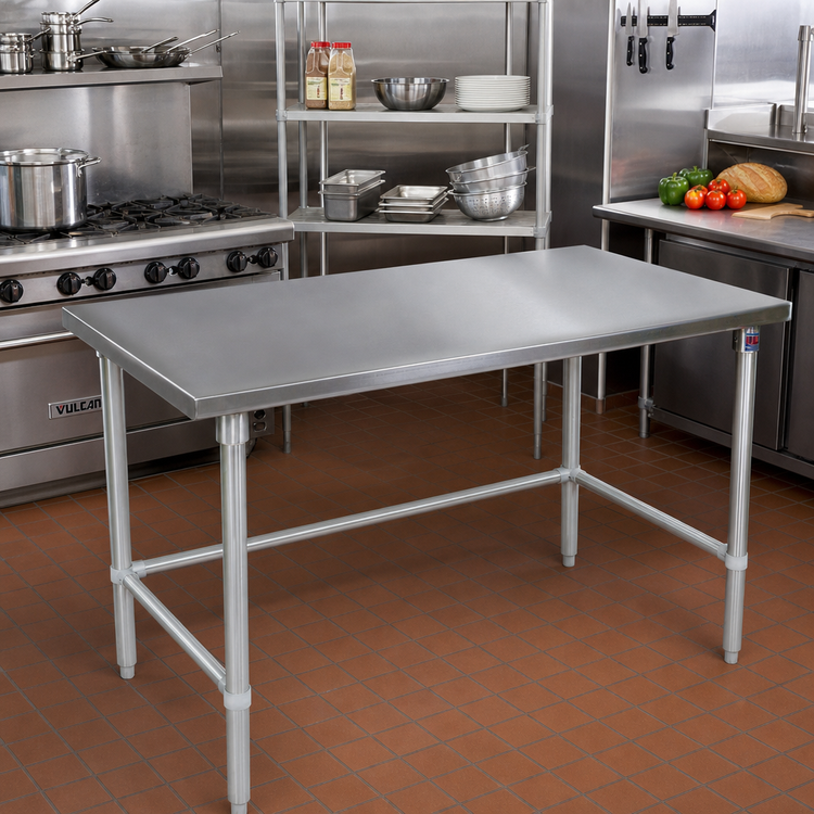 Product image #2 for John Boos Stallion 60 x 36 Inch 14-Gauge Stainless Steel Top Work Table with Safety Edge and Galvanized Base
