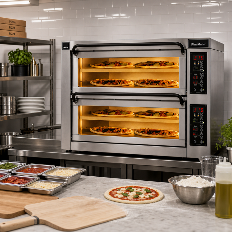 Product image #2 for PizzaMaster PM 352ED-4DW Countertop Electric Stone Hearth Pizza Oven, 2 Chambers, 4 Hearthstones per Oven