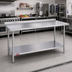 Thumbnail image #2 for Duke Deluxe 16-Gauge 300 Series Stainless Steel Work Table with 1-1/8-Inch Riser and Stainless Undershelf, 30 x 120 Inches