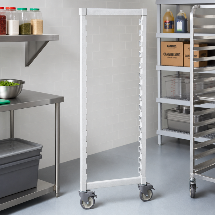 Product image #3 for Cambro Camshelving Premium Series Mobile Post Kit with Total-Locking Swivel Casters, 21 Inch Wide x 67-1/4 Inch High, Speckled Gray