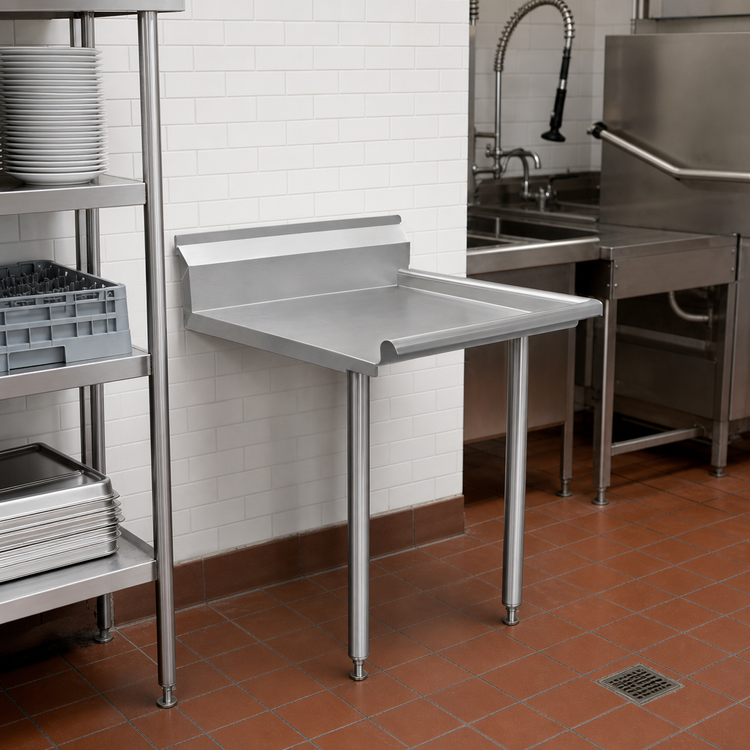 Product image #2 for Freestanding Straight Clean Dish Table with 9-Inch Backsplash and 304 Stainless Steel Top
