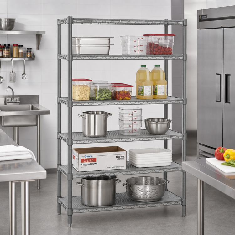 Product image #2 for Valu-Master 5-Tier Wire Starter Shelving Unit with QuadTruss Shelves, 60 W x 24 D x 86 H, Pewter Gray Epoxy