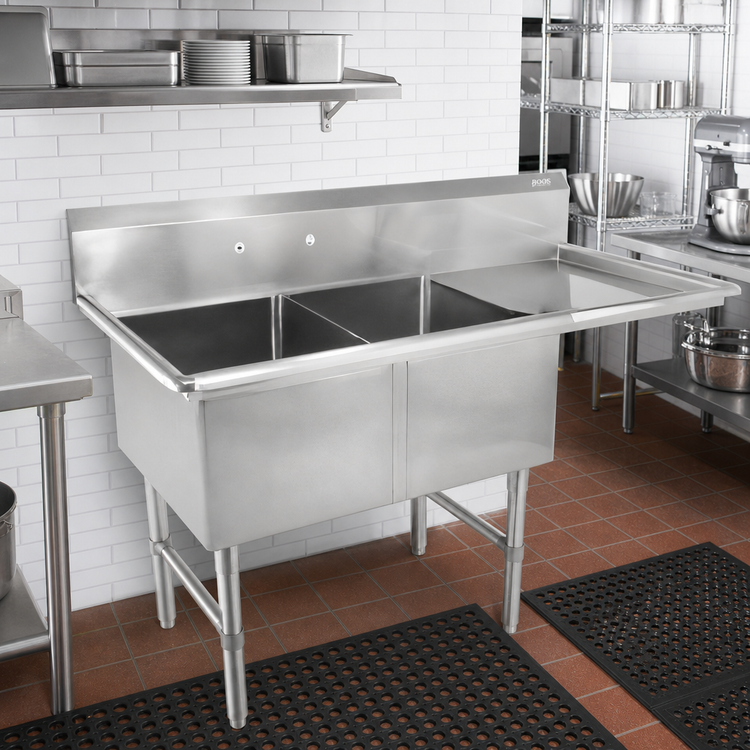 Product image #2 for John Boos B Series 2-Compartment Sink with Right-Hand Drainboard, 16-Gauge Stainless Steel