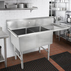 Thumbnail image #2 for John Boos 2B244-1D24R 2-Compartment Stainless Steel Sink with Right-Hand Drainboard, 16-Gauge, 24" Bowls