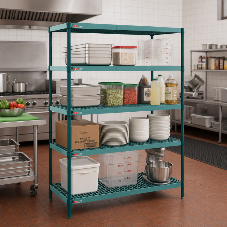 Product image #2 for Metro Super Erecta Pro 21 in. x 42 in. x 74 in. Green Stationary Polymer Starter Shelving Unit with 4 Shelves
