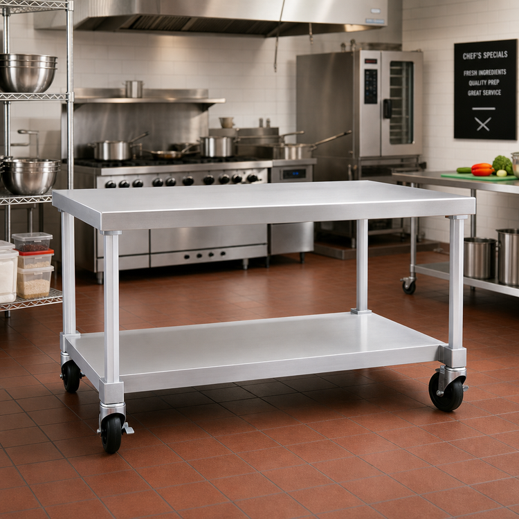 Product image #2 for New Age 60-Inch Mobile Aluminum Equipment Stand with 12-Gauge Marine-Edge Top and Open Base