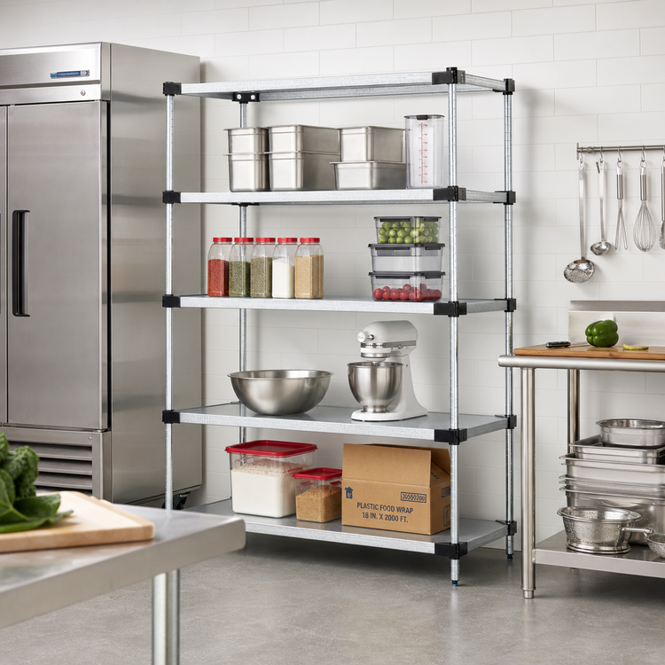 Product image #2 for Quantum 48-Inch W x 14-Inch D x 63-Inch H Solid Shelving Starter Kit, 4-Shelf, Stationary