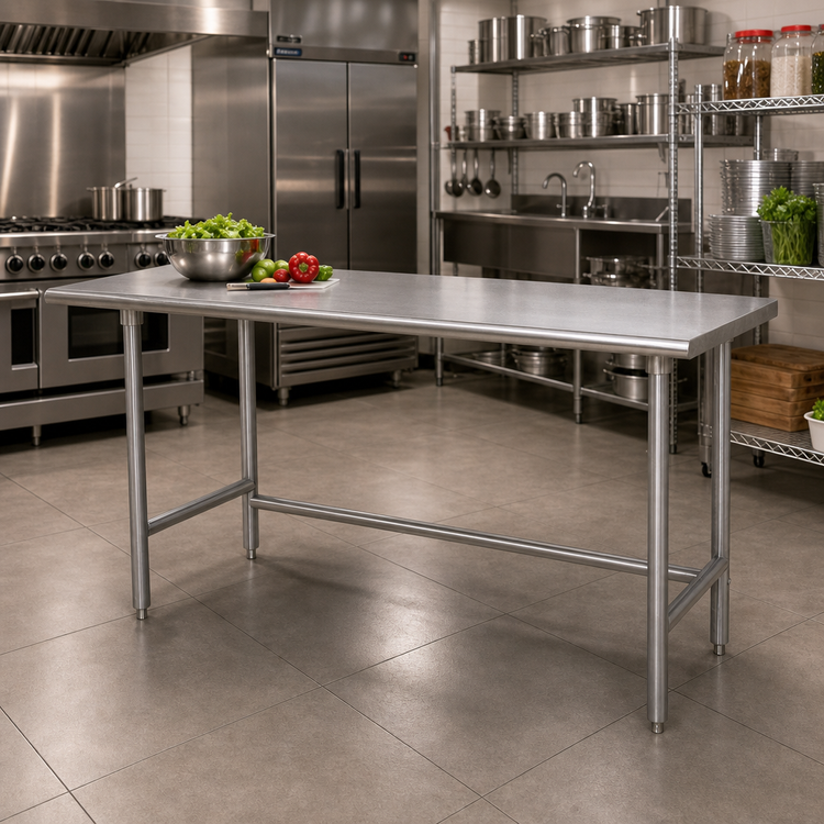 Product image #2 for Advance Tabco 72" x 36" Flat Top Stainless Steel Work Table with Galvanized Open Base