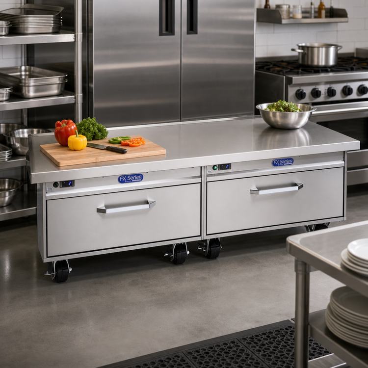 Product image #2 for Randell FX Series Flexible Refrigerator/Freezer Chef Stand, 76 Inch Wide, 2-Drawer, Self-Contained