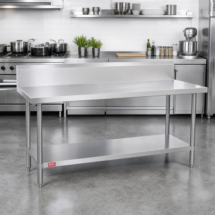 Product image #2 for Duke 120 in. x 30 in. Stainless Steel Work Table with 10 in. Riser and Undershelf