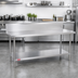 Thumbnail image #2 for Duke 120 in. x 30 in. Stainless Steel Work Table with 10 in. Riser and Undershelf