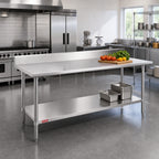 Thumbnail image #2 for Duke Manufacturing 314S-24120-5R Stainless Steel Work Table, 120 x 24 in, 14-Gauge 300 Series Top, 5-Inch Riser, Undershelf