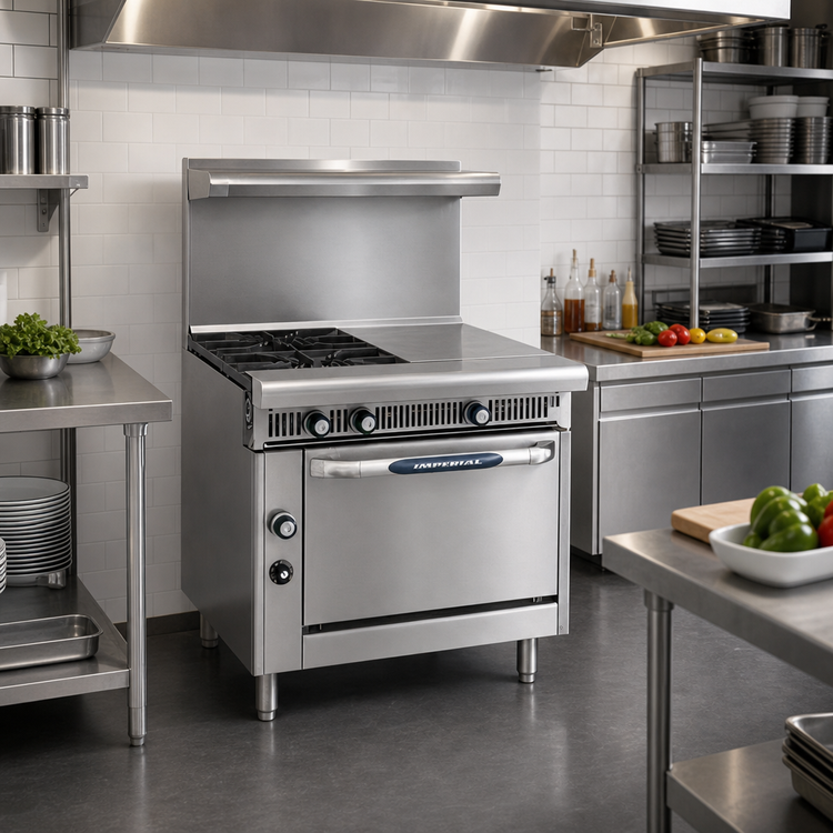 Product image #2 for Imperial Spec Series 36-Inch Gas Range with 2 Open Burners, 18-Inch Hot Top, and Standard Oven