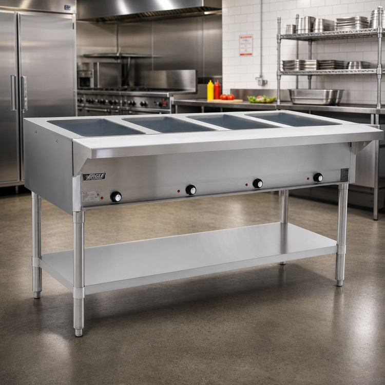 Product image #2 for Eagle Group Electric Open Base Hot Food Table with 4 Dry Wells, 63-1/2 Inch Wide, 240V