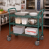 Thumbnail image #2 for Quantum 3-Shelf Wire Bus Cart with U-Handles, 42 x 21 x 37-1/2 Inches, Green Epoxy Antimicrobial Finish