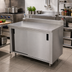 Thumbnail image #2 for Advance Tabco Special Value Series Enclosed Work Table with Cabinet Base, Sliding Doors, and Mid-Shelf, 48 x 24 Inches, 304 Stainless Steel Top