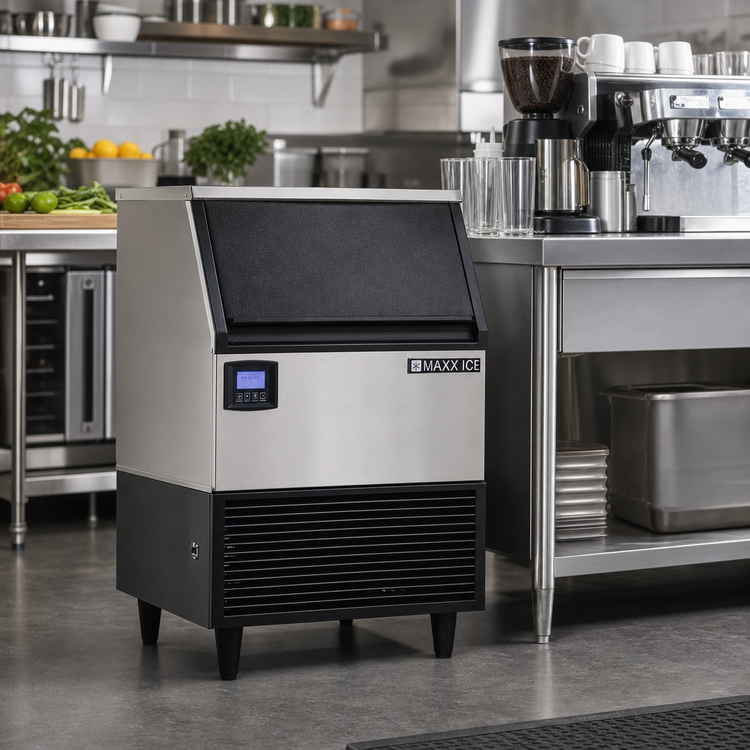 Product image #2 for Maxx Ice Digital Undercounter Half-Dice Ice Maker with 75 lb. Built-In Bin, Air-Cooled