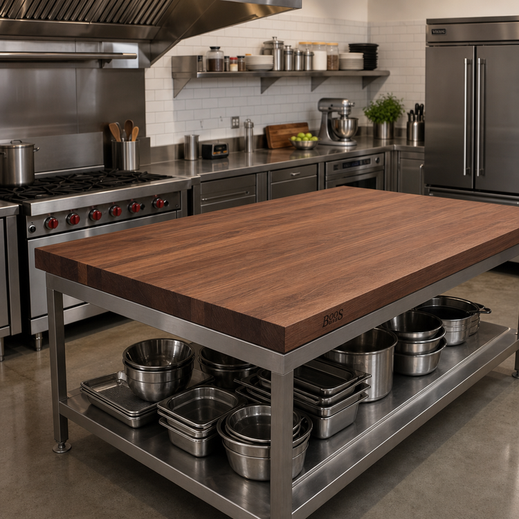 Product image #2 for Boos Block 48 Inch x 48 Inch Edge Grain Walnut Kitchen Countertop, 1-3/4 Inch Thick, Flat No Backsplash