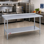 Thumbnail image #2 for Duke Manufacturing 314-3084-2R 84" x 30" Stainless Steel Work Table, 14-Gauge 300 Series, 1-1/8" Riser, Galvanized Undershelf
