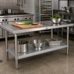 Thumbnail image #2 for John Boos GSK8-2448 48 x 24-Inch 18-Gauge Galvanized Steel Work Table Undershelf, NSF