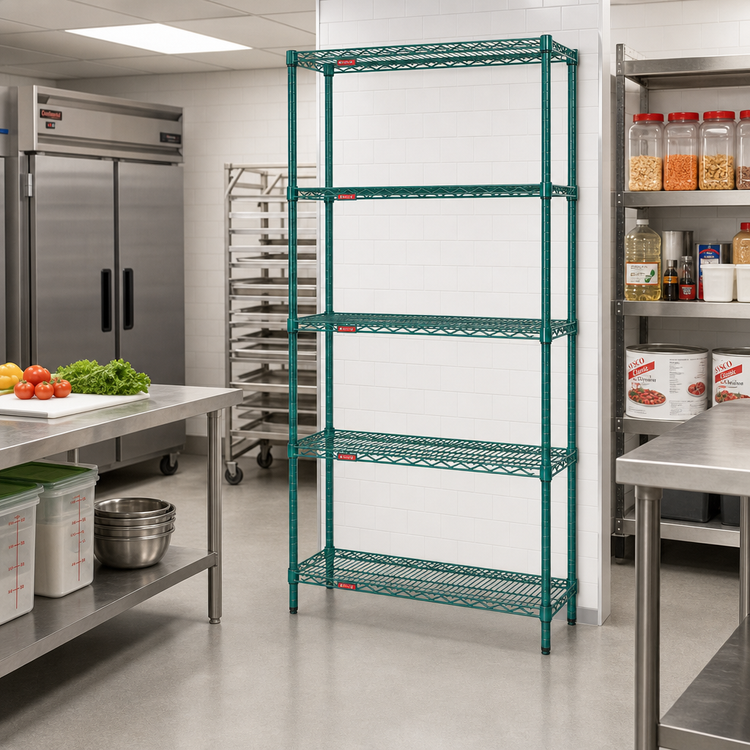 Product image #2 for Eagle Valu-Gard 5-Tier Add-On Wire Shelving Unit, 24" x 24" x 74", Green Epoxy