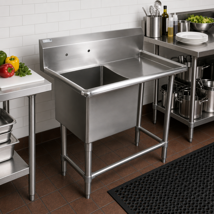 Product image #2 for John Boos Pro-Bowl 1-Compartment Stainless Steel Sink with Right Drainboard, 44-3/16 x 25-1/2 x 44-1/16 Inches