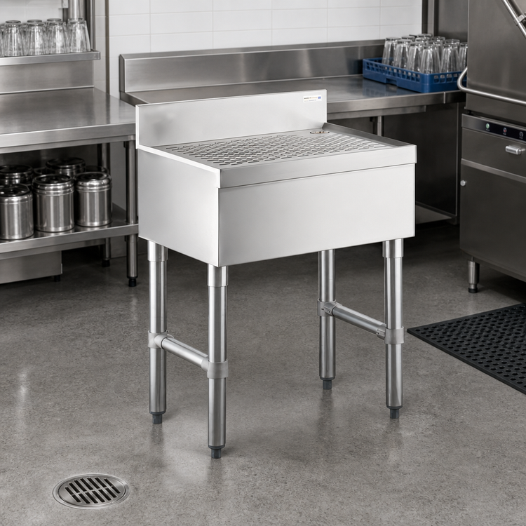 Product image #2 for Steel Works Stainless Free-Standing Underbar Drain Board, 18 x 18 x 34 In., 304 Stainless Steel