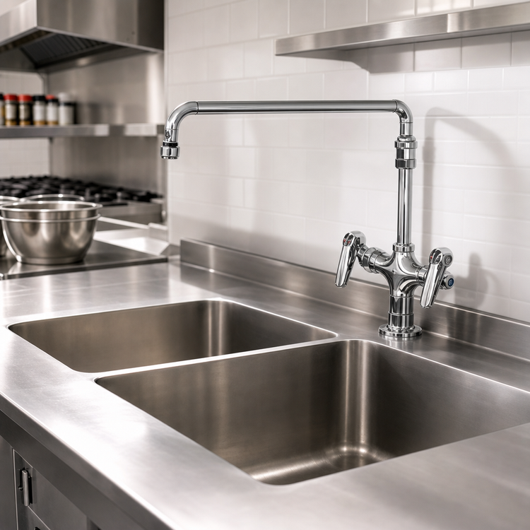 Product image #2 for T&S Brass Double Pantry Mixing Faucet with 18-Inch Swing Nozzle and Lever Handles