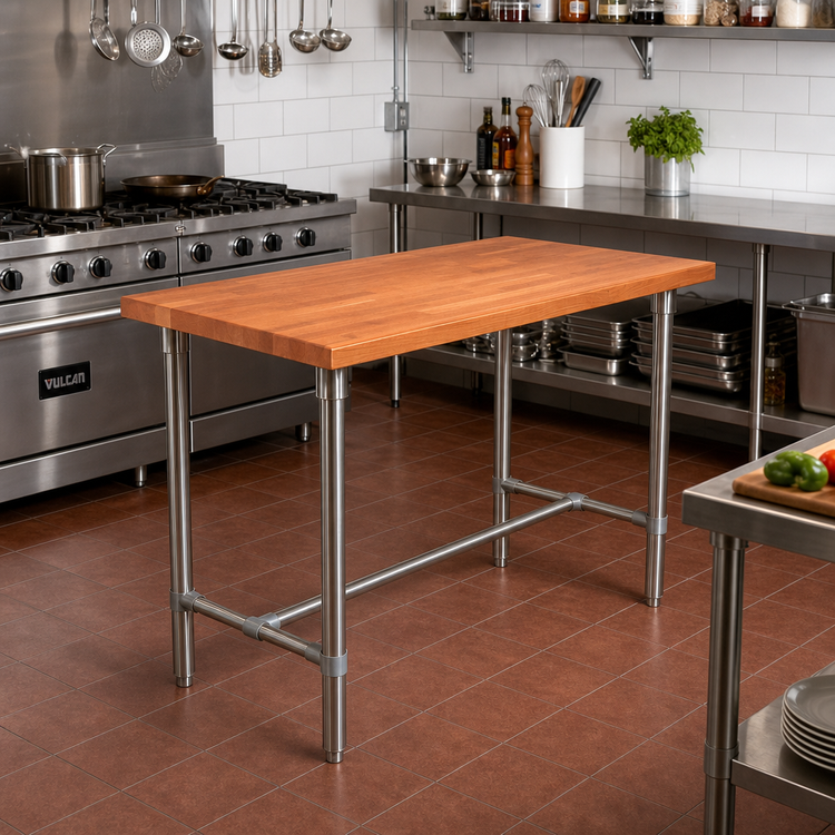 Product image #2 for John Boos Cucina Classico 48 x 24 x 40 Inch American Cherry Edge Grain Work Table