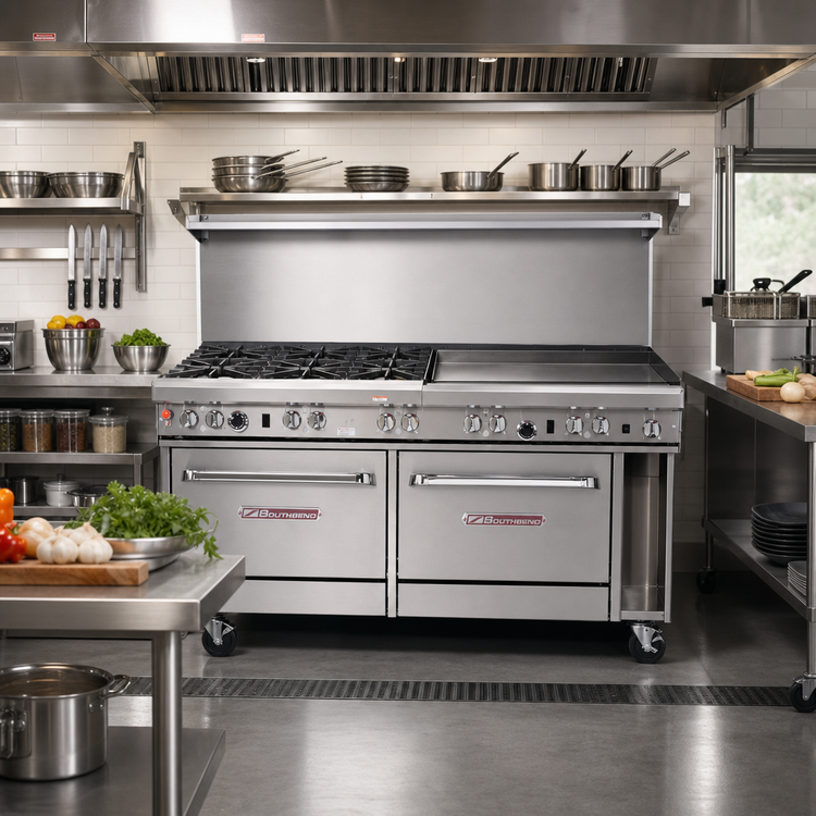 Product image #2 for Southbend Ultimate 60-Inch Gas Restaurant Range with 2 Burners, 48-Inch Griddle and 2 Cabinets