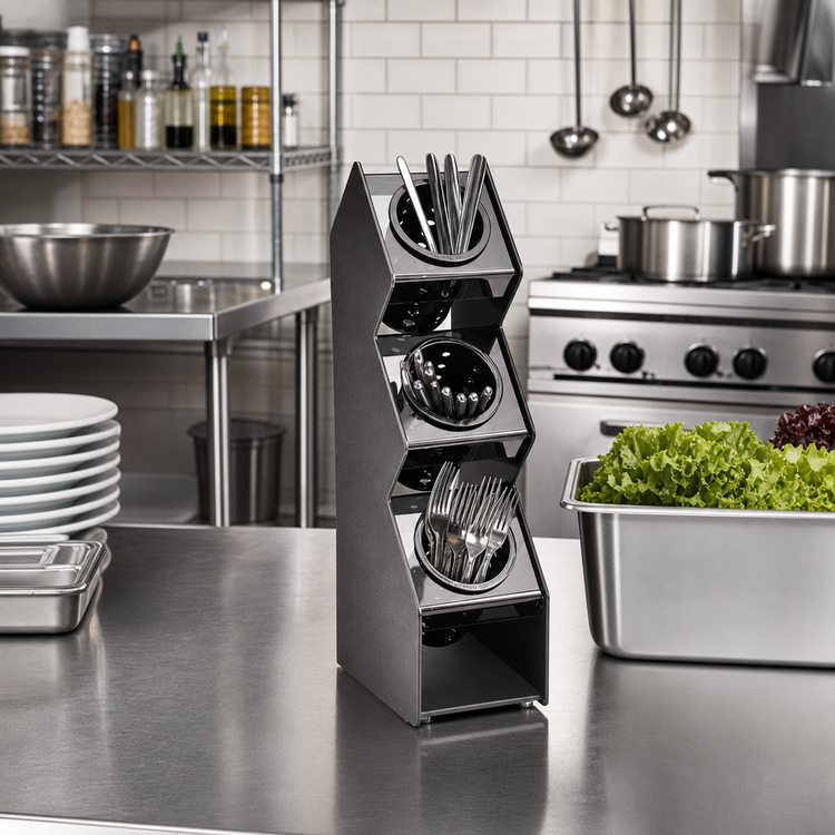 Product image #2 for Vollrath Vertical Countertop Flatware Holder, 3 Compartments, Includes 3 Cylinders
