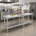 Thumbnail image #2 for Sapphire 84-Inch x 36-Inch Stainless Steel Worktable with Undershelf, 18-Gauge Flat Top