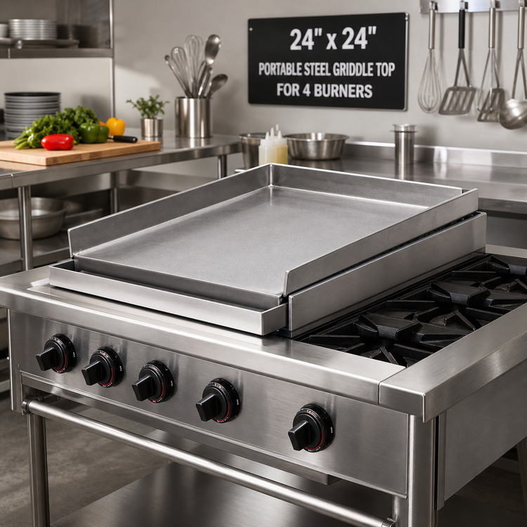 Product image #2 for 24-Inch x 24-Inch Portable Steel Griddle Top for 4 Burners