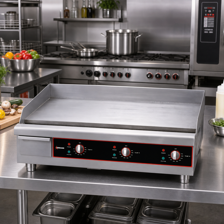 Product image #2 for Omcan 36-Inch Countertop Stainless Steel Electric Griddle with Smooth 1-Inch Plate and Thermostatic Controls