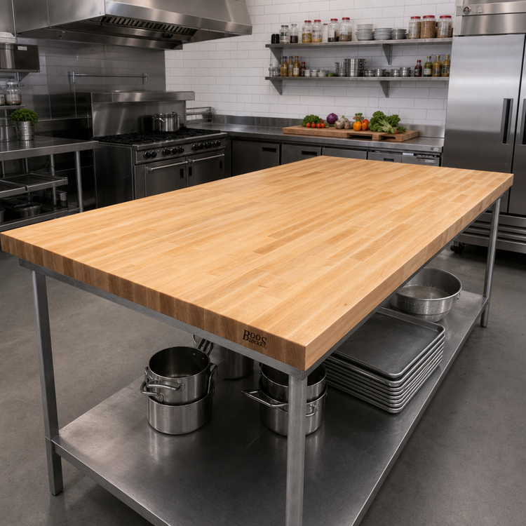 Product image #2 for John Boos Boos Block Blended Edge Grain Maple Kitchen Countertop, 108 x 42 x 1-1/2 Inch, Varnique Finish